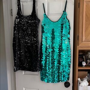 Black and Teal Sequin Dresses